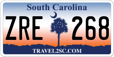 SC license plate ZRE268