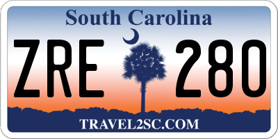SC license plate ZRE280