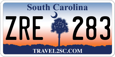 SC license plate ZRE283