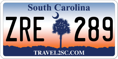 SC license plate ZRE289