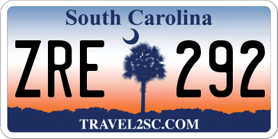 SC license plate ZRE292