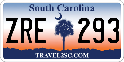 SC license plate ZRE293