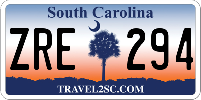 SC license plate ZRE294