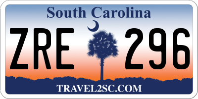 SC license plate ZRE296