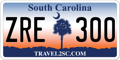 SC license plate ZRE300
