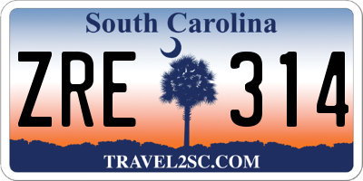 SC license plate ZRE314