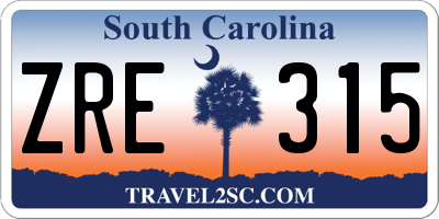 SC license plate ZRE315