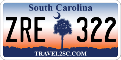 SC license plate ZRE322