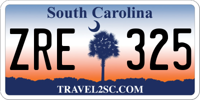 SC license plate ZRE325
