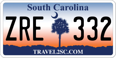 SC license plate ZRE332