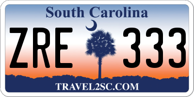 SC license plate ZRE333