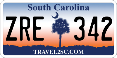 SC license plate ZRE342