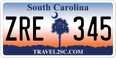 SC license plate ZRE345