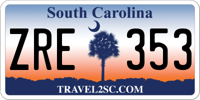 SC license plate ZRE353