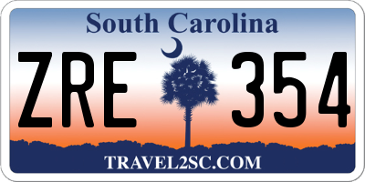 SC license plate ZRE354