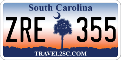 SC license plate ZRE355