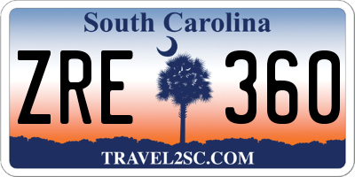 SC license plate ZRE360
