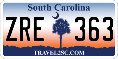 SC license plate ZRE363