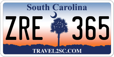 SC license plate ZRE365