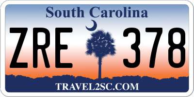 SC license plate ZRE378