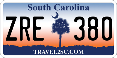 SC license plate ZRE380