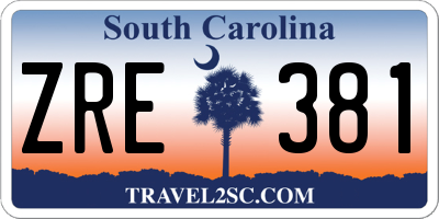 SC license plate ZRE381