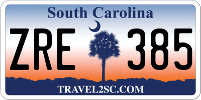 SC license plate ZRE385