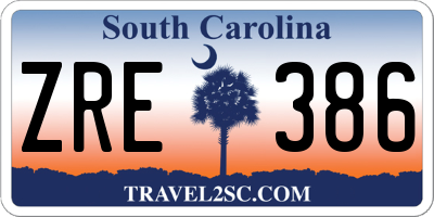 SC license plate ZRE386