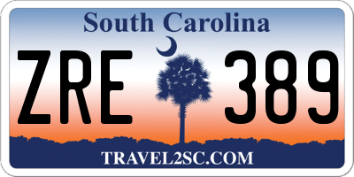 SC license plate ZRE389