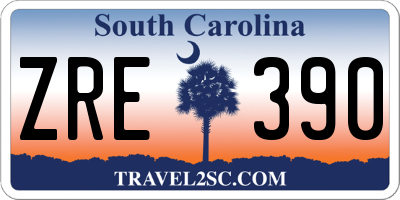 SC license plate ZRE390