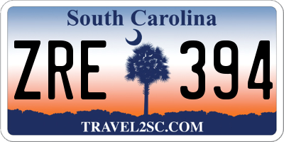 SC license plate ZRE394