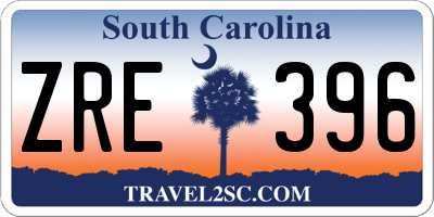 SC license plate ZRE396