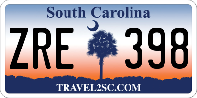SC license plate ZRE398