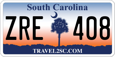 SC license plate ZRE408