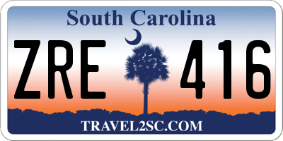 SC license plate ZRE416