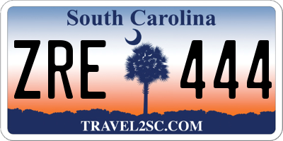 SC license plate ZRE444