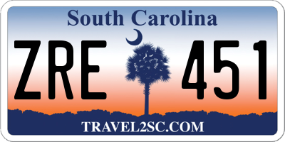 SC license plate ZRE451