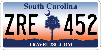SC license plate ZRE452