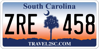 SC license plate ZRE458