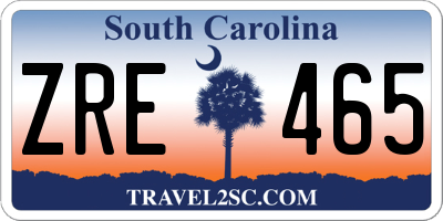 SC license plate ZRE465