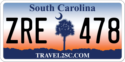 SC license plate ZRE478