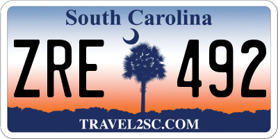 SC license plate ZRE492
