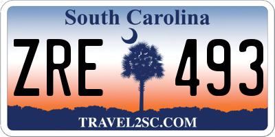 SC license plate ZRE493