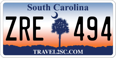 SC license plate ZRE494