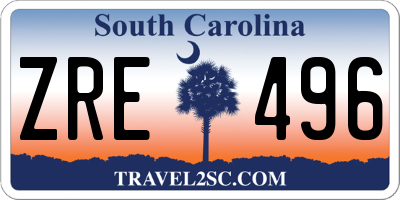 SC license plate ZRE496