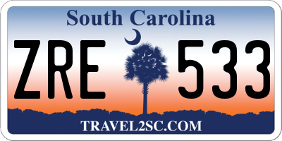 SC license plate ZRE533