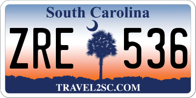 SC license plate ZRE536