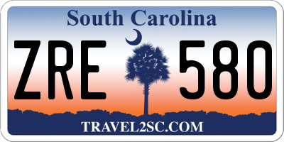 SC license plate ZRE580