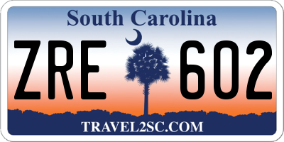 SC license plate ZRE602