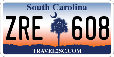 SC license plate ZRE608
